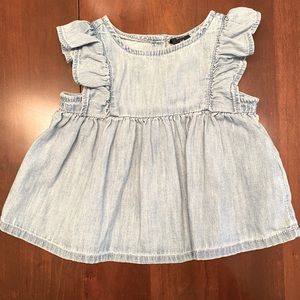 Denim flutter top 3-6m